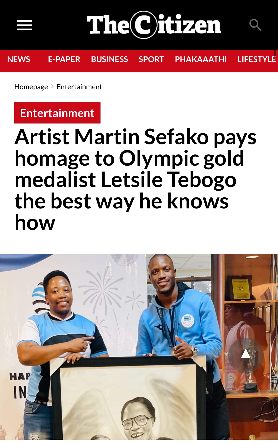 Artist Martin Sefako Pays Homage to Olympic Gold Medalist Letsile Tebogo The Best Way He Knows How