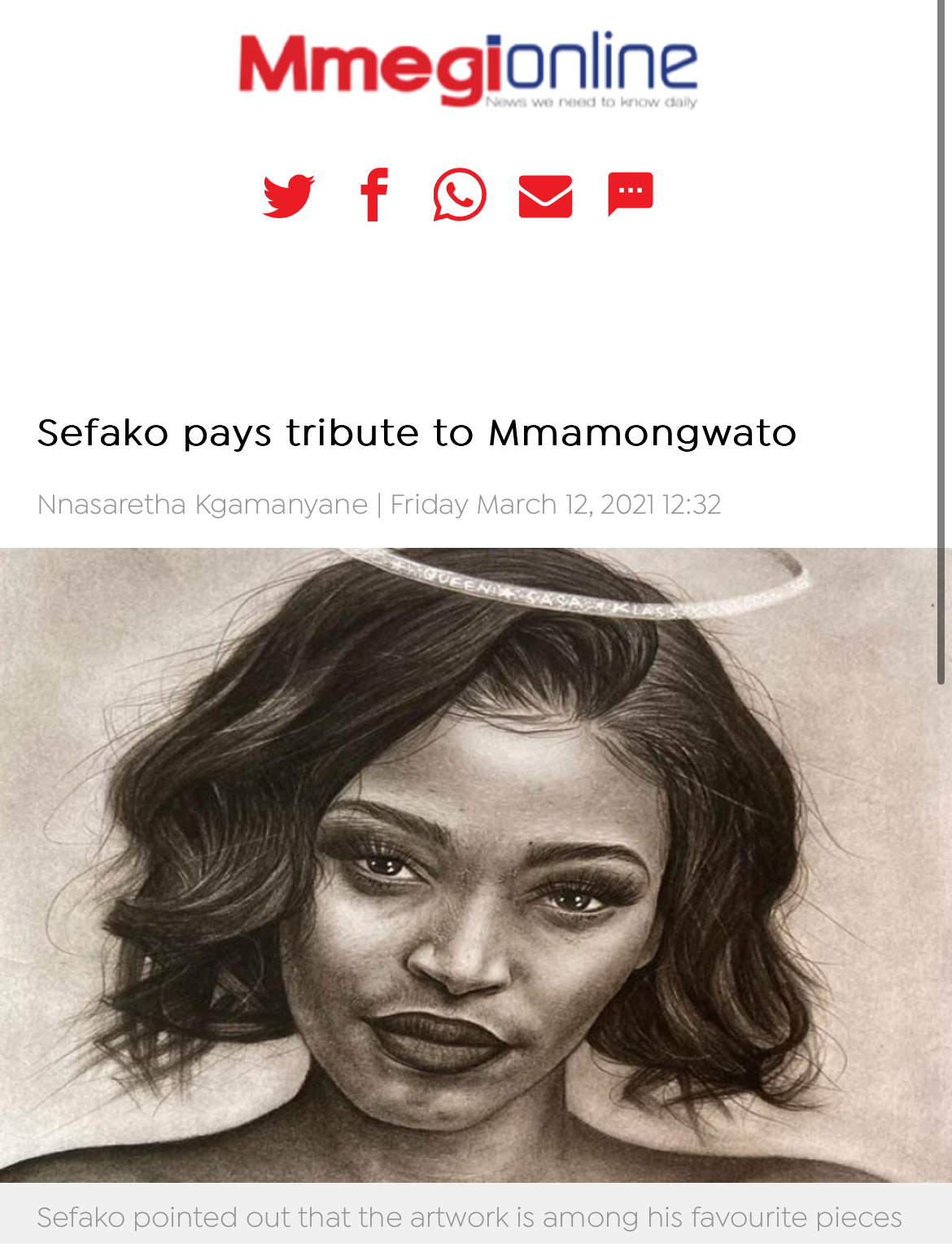 Sefako Pays Tribute to Mmamongwato
